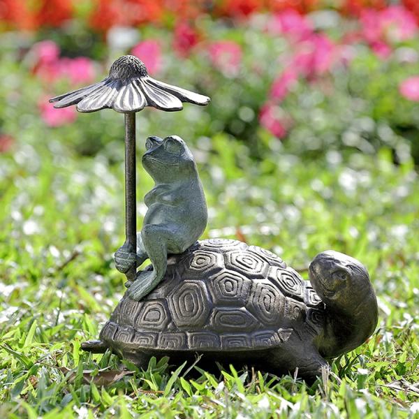 Garden Accents |  Ridesharing Frog & Turtle Sculpture "Hide-A-Key" Garden Garden Accents