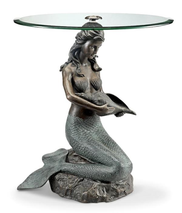 Garden Accents |  Seashell Mermaid End Table Garden Garden Accents