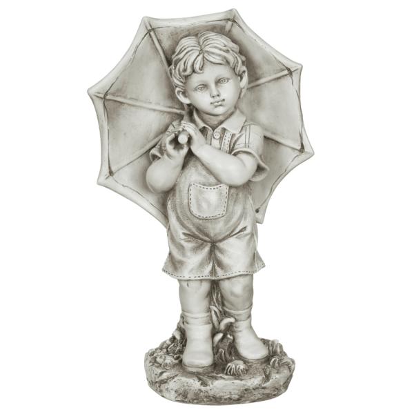 Garden Accents |  Solar Boy With Umbrella Garden Statue Garden Garden Accents