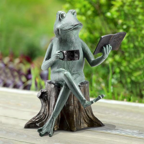 Garden Accents |  Sophisticated Frog Reading Statue Garden Garden Accents