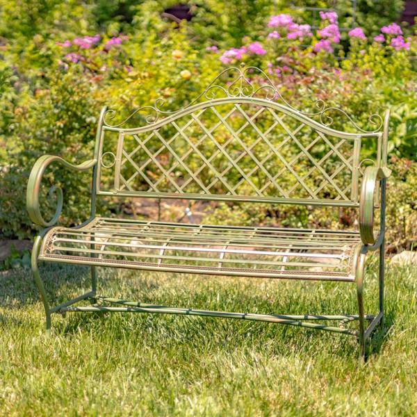 Garden Accents |  Victorian Style Iron Garden Bench – Antique Green Garden Garden Accents