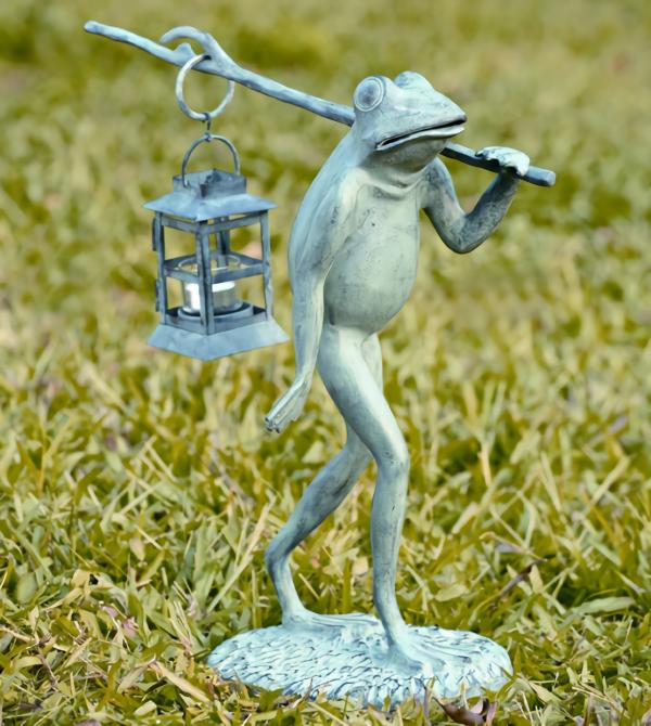 Garden Accents |  Walking Frog W/Candle Lantern Garden Garden Accents