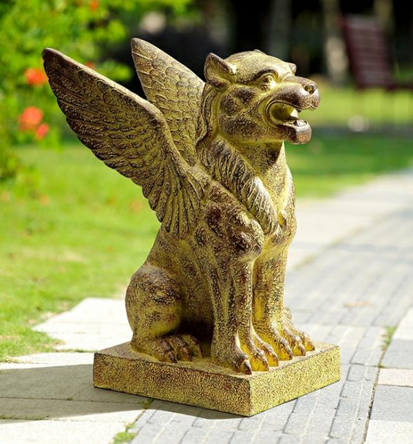 Garden Accents |  Winged Lion Garden Sculpture Garden Garden Accents