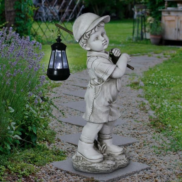 Garden Accents |  Young Boy Holding Solar Lantern Statue Garden Garden Accents