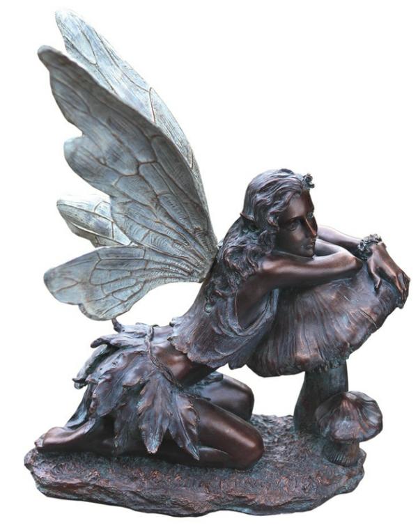 Garden Fairies |  Bronze Fairy On Mushroom Garden Garden Fairies