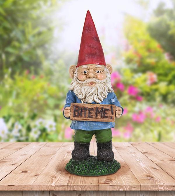 Garden Gnomes |  13" Classic Bite Me Gnome Garden Garden Gnomes