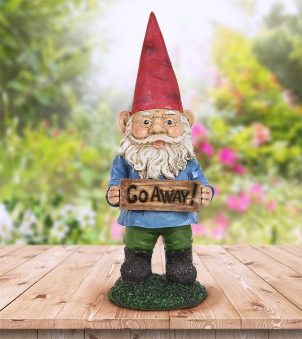 Garden Gnomes |  13" Classic Go Away Gnome Garden Garden Gnomes