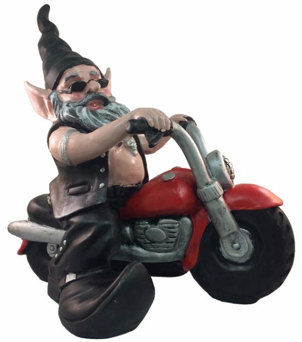 Garden Gnomes |  Biker Gnome On Red Bike Garden Garden Gnomes