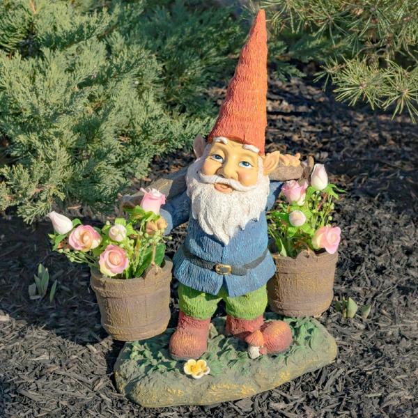 Garden Gnomes |  Garden Gnome Holding Buckets Garden Garden Gnomes