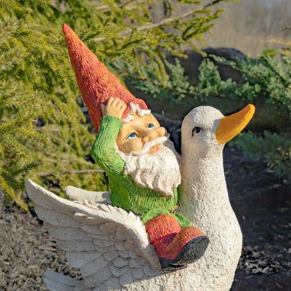 Garden Gnomes |  Garden Gnome Riding Duck Garden Garden Gnomes