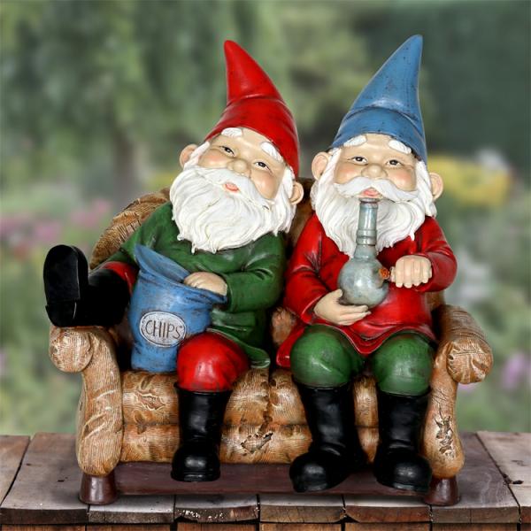 Garden Gnomes |  Gnomes Smoking Pot – Battery W/Timer Garden Garden Gnomes