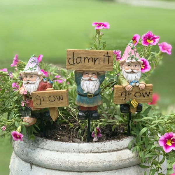 Garden Gnomes |  Impatient Gnomes Plant Picks (Set Of 3) Garden Garden Gnomes