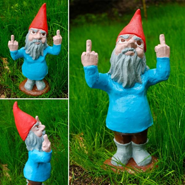 Garden Gnomes |  Large Hooligan Gnome: "Double Bird" Tim Garden Garden Gnomes