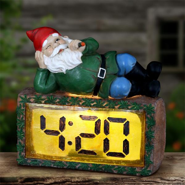 Garden Gnomes |  Pot Smoking Gnome W/Led 4:20 Clock – Battery W/Timer Garden Garden Gnomes