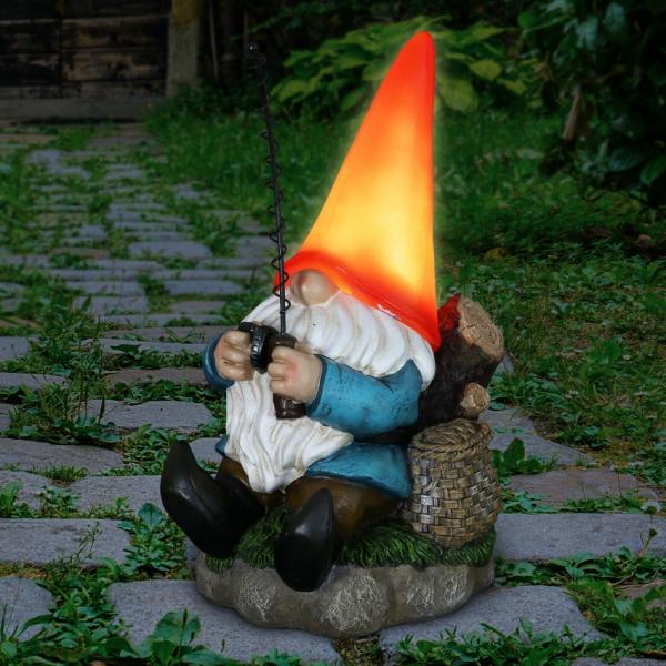 Garden Gnomes |  Solar Fishing Gnome Garden Garden Gnomes