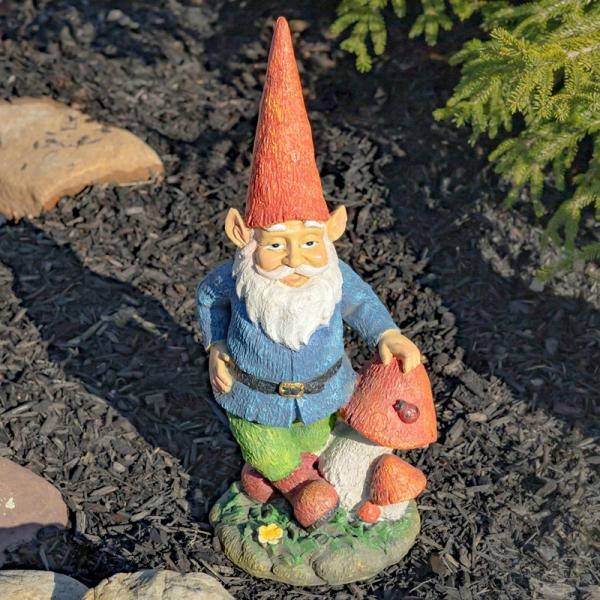 Garden Gnomes |  Spring Garden Gnome With Mushrooms Garden Garden Gnomes