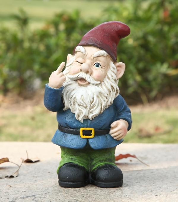 Garden Gnomes |  Winking Middle Finger Gnome Garden Garden Gnomes