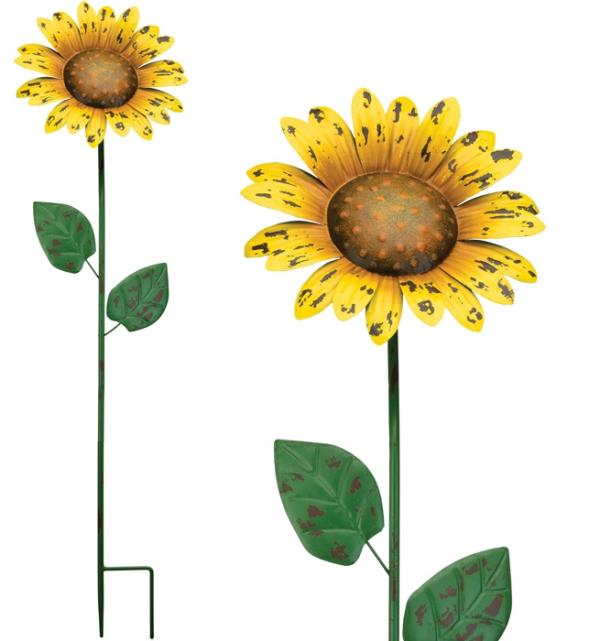 Garden Stakes |  36" Rustic Flower Stake – Sunflowers (Set Of 2) Garden Garden Stakes