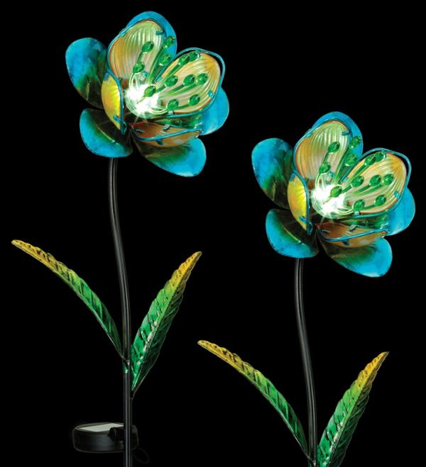 Garden Stakes |  36" Solar Blue Flowers (Set Of 4) Garden Garden Stakes