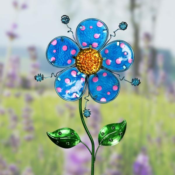 Garden Stakes |  36" Whimsical Metal Flower Stake – Blue Garden Garden Stakes