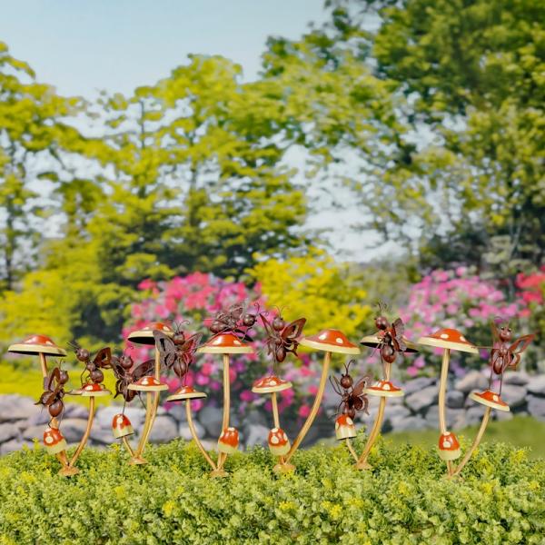 Garden Stakes |  Butterflies On Mushroom Garden Stakes (Set Of 6) Garden Stakes