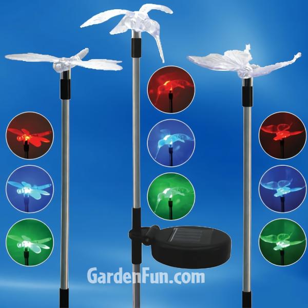 Garden Stakes |  Flying Friends Solar Garden Stakes (Set Of 3) Garden Garden Stakes