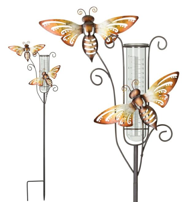 Garden Stakes |  Metal Bee Rain Gauge Stakes (Set Of 2) Garden Garden Stakes