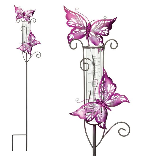 Garden Stakes |  Metal Butterfly Rain Gauge Stakes (Set Of 2) Garden Garden Stakes