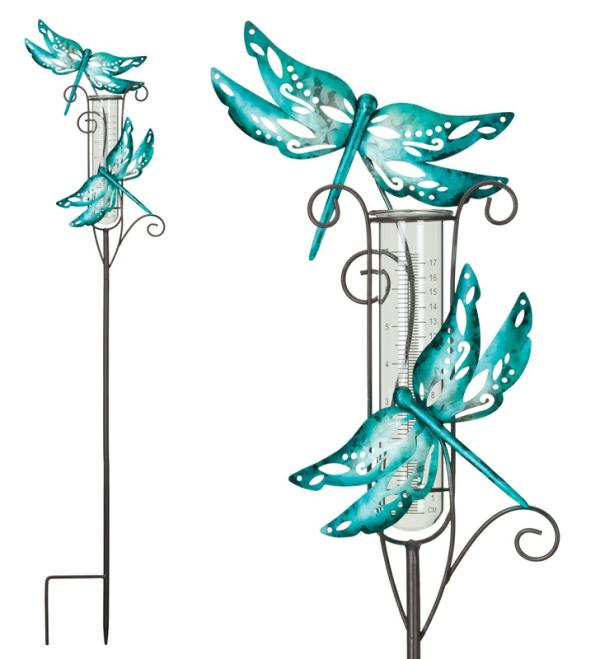 Garden Stakes |  Metal Dragonfly Rain Gauge Stakes (Set Of 2) Garden Garden Stakes