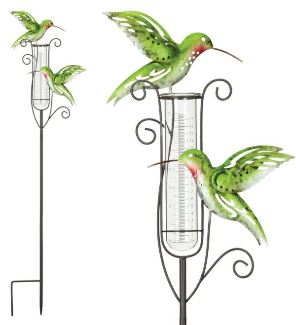 Garden Stakes |  Metal Hummingbird Rain Gauge Stakes (Set Of 2) Garden Garden Stakes