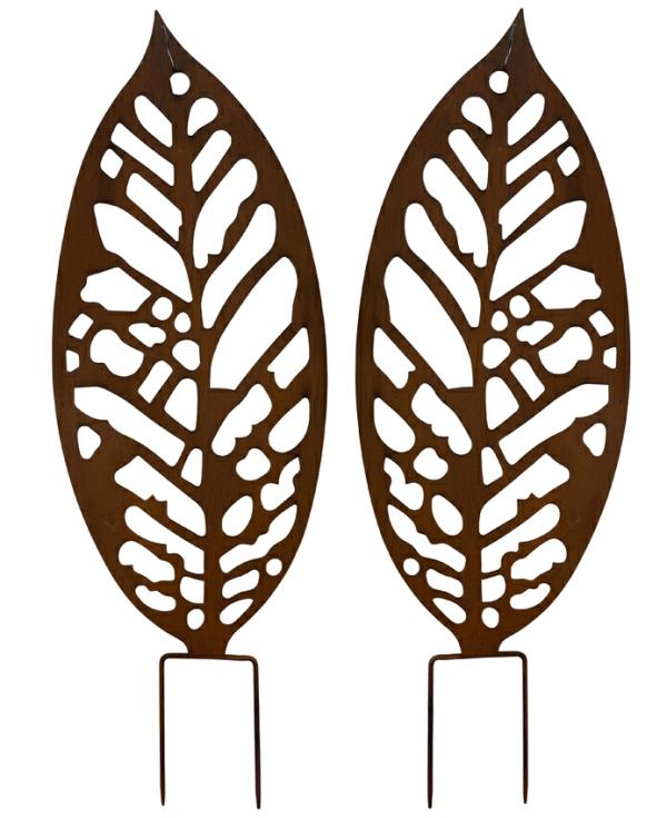 Garden Stakes |  Rustic Leaves Garden Trellis Stakes (Set Of 2) Garden Garden Stakes