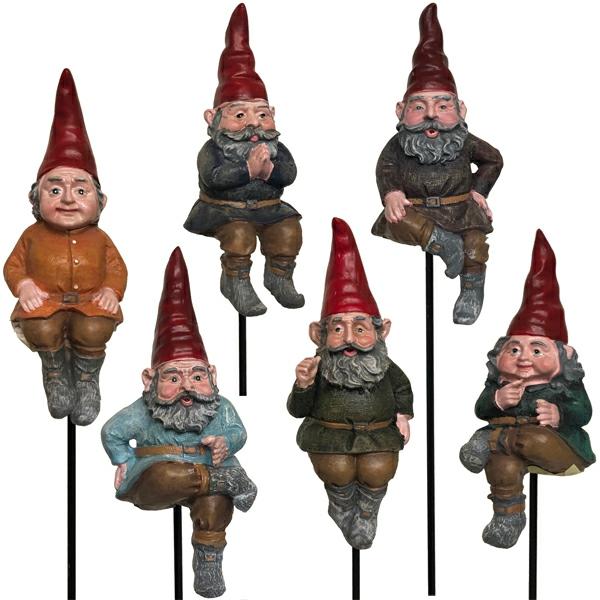 Garden Stakes |  Sitting Gnome Garden Stakes (Set Of 6) Garden Garden Gnomes