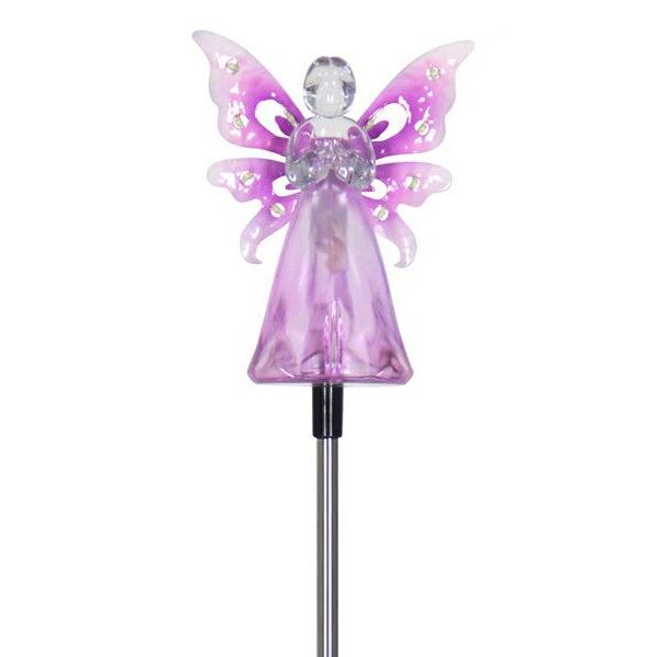 Garden Stakes |  Solar Purple Angel W/Led Wings Garden Garden Stakes