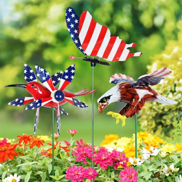 Garden Stakes |  Windywings Patriotic Garden Stakes (Set Of 3) Garden Garden Stakes