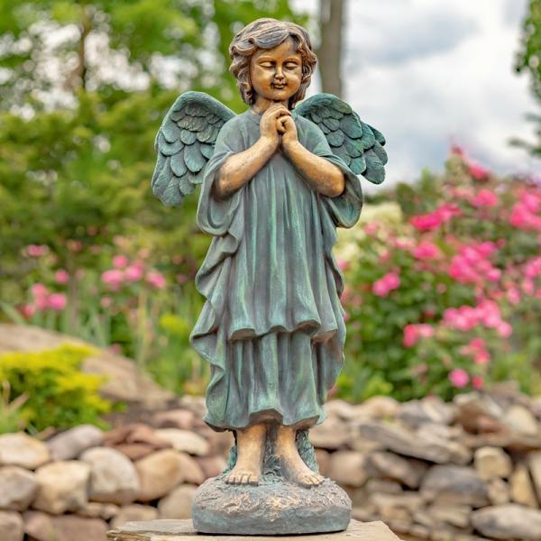 Garden Statues |  39" Bronze Magnesium Serene Angel Praying Garden Garden Statues