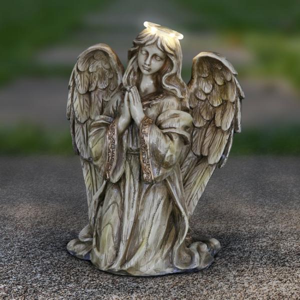 Garden Statues |  Angel With Led Halo Statue Garden Garden Statues