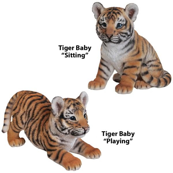 Garden Statues |  Baby Tiger Cubs "Ultra-Realistic" (Set Of 2) Garden Garden Statues