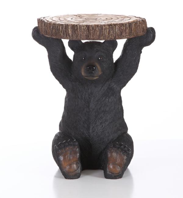 Garden Statues |  Black Bear Sitting Table Statue Garden Garden Statues