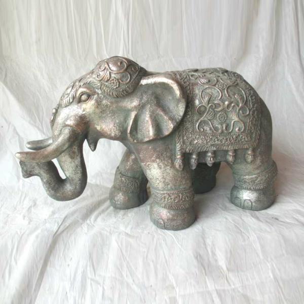 Garden Statues |  Boho Magnesium Elephant Statue – Frosted Gold Garden Garden Statues