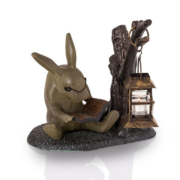 Garden Statues |  Booklover Rabbit Candle Lantern Statue Garden Garden Statues