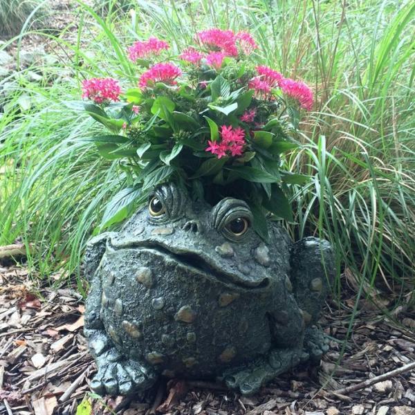 Garden Statues |  Large Toad Planter – Natural Green Garden Garden Statues