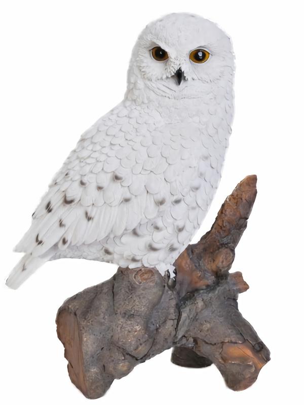 Garden Statues |  Perched Snowy Owl "Ultra-Realistic" Garden Garden Statues