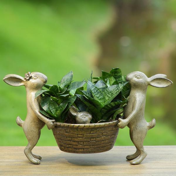 Garden Statues |  Rabbit Family Planter Holder Garden Garden Statues