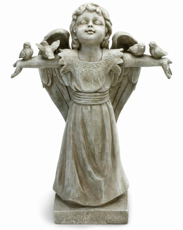 Garden Statues |  Surrendering Angel Statue With Birds Garden Garden Statues