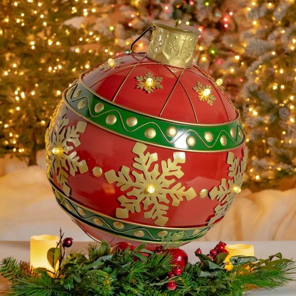 Holiday Decor |  28.5" Oversized Christmas Ornament Decoration With Led Lights Garden Holiday Decor