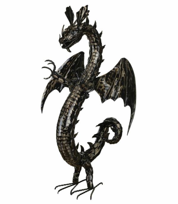 Holiday Decor |  39" Serpent Dragon Statue – Pewter Garden Holiday Decor