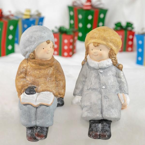 Holiday Decor |  Christmas Figurines Reading Holiday Stories (Set Of 2) Garden Holiday Decor