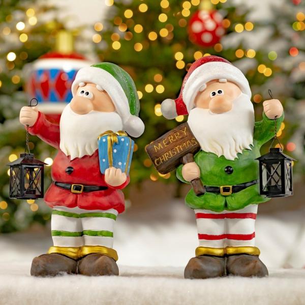 Holiday Decor |  Christmas Gnomes With Sign And Lantern (Set Of 2) Garden Holiday Decor