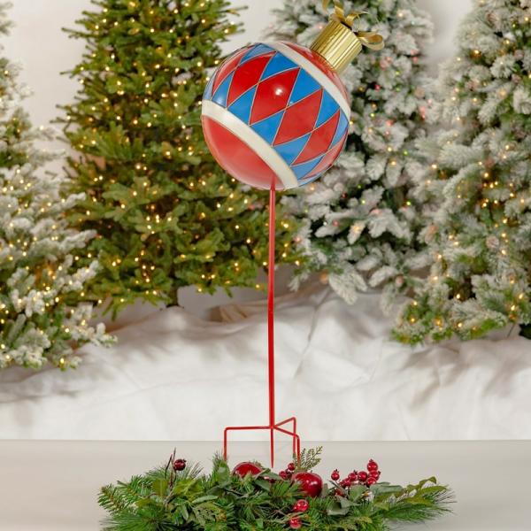 Holiday Decor |  Large Multi-Colored Christmas Ornament Garden Stake Garden Holiday Decor