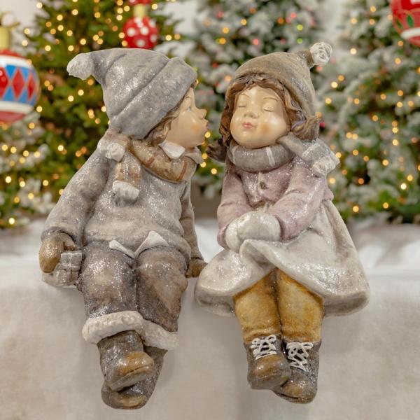 Holiday Decor |  "Leaning In For The Holiday Kiss" Christmas Figurines (Set Of 2) Garden Holiday Decor